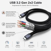 Cable USB 3.2 Tipo-C a Tipo-C de Alta Velocidad para Transferencia de Datos con Carga Rápida de 5A, Conductor de Cobre Puro y Blindaje Trenzado