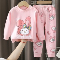 Ensemble deux pièces pour enfants, en coton, imprimé animal, manches longues, hiver, unisexe, 6 mois-8 ans