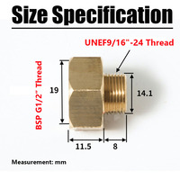 Tuyau d'alimentation de toilette de cuisine, EU G1/2 "femelle à US 9/16-24 UNEF connecteur de convertisseur de filetage mâle raccord d'adaptateur de tuyau de filetage en laiton