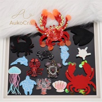 Appliques 3D personnalisées faites à la main avec paillettes, animaux marins, étoiles de mer, coquillages, tortues marines, dauphins, perles, strass, broderies en PVC