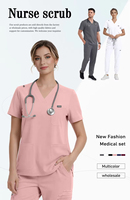 Ensembles de tenues médicales en polyester, rayonne et élasthanne fluide, col en V, coupe jogger, uniformes d'infirmière, vente en gros, personnalisation possible