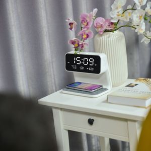 New Arrivals Wireless Charging LCD Screen Alarm <strong>Clock</strong> 15W Fast Wireless Charger <strong>Bedside</strong> Lamp Wireless Phone Charger for <strong>iphone</strong> - Product Image 4