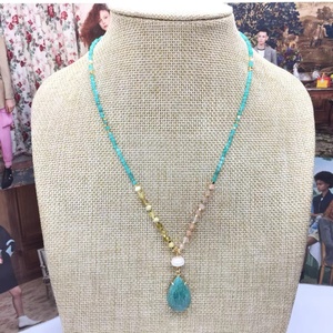 Collar de Moda con Cuentas de Piedra Natural de 2mm, Diseño <span class=keywords><strong>2026</strong></span>, con Colgante de Piedras Preciosas, Joyería Corta para Mujer - Product Image 3