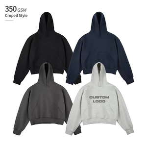 Sweat à capuche unisexe personnalisé OEM, style court, épais, avec doublure polaire en option (350 GSM ou 450 GSM), pour streetwear et mode hivernale - Product Image 1