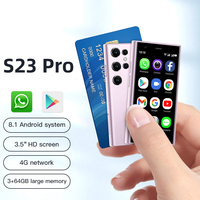 هاتف ذكي صغير S23 Pro 4G الأكثر مبيعًا، ذاكرة وصول عشوائي 3 جيجابايت، نظام أندرويد 8.1، خاصية التعرف على الوجه، بطارية 2600 مللي أمبير، شاشة 3.5 بوصة، كاميرا 2 ميجابكسل + 5 ميجابكسل