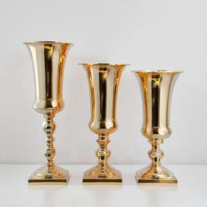 Vase à fleurs décoratif en laiton doré antique pour la décoration de la maison, table de salon, chambre à coucher, bureau - Product Image 2