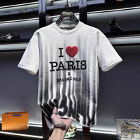 Marca de moda personalizada nueva moda Retro hombres impreso lavado y cepillado hombres cuello redondo Casual manga corta Camiseta