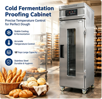 Armoire de Fermentation et de Réfrigération Professionnelle 16 Plateaux avec Fenêtre en Verre pour Boulangerie et Pâtisserie