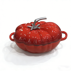 Casserole <span class=keywords><strong>en</strong></span> <span class=keywords><strong>fonte</strong></span> émaillée <span class=keywords><strong>en</strong></span> forme de tomate, multifonctionnelle, anti-taches et facile à nettoyer, <span class=keywords><strong>faitout</strong></span> - Product Image 3