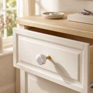 AK Brass Hexagon Stone Metal Cabinet Knob White Finish Luxury <b>Wardrobe</b> Drawer Furniture Handle Decorative <b>Hardware</b> - Product Image 2
