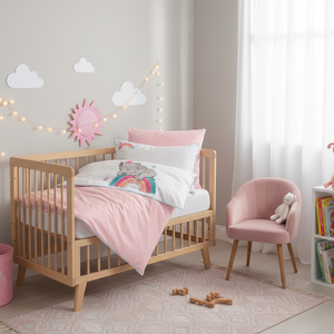 Juego de Ropa de Cama para Bebé Bordado con Diseño de Caja de Algodón, Estilo Jacquard Rosa de la Suerte, Tela 100% Algodón, Patrón de Personajes Tejidos, Relleno de Seda - Product Image 3