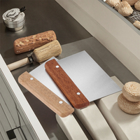 Grattoir à pâte en métal robuste coupe hachoir à pâtisserie grattoir à pâte en acier inoxydable avec manche en bois pour la cuisson cuisson grillades