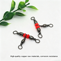 Grosir Triple Cross Rolling Barrel Swivel dengan Beads Saltwater Freshwater Fishing Connector Swivel Custom