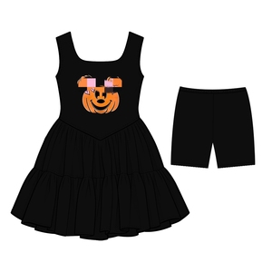 <span class=keywords><strong>Abito</strong></span> in tulle casual con stampa di Halloween per bambine, con pantaloncini, senza maniche, traspirante - Product Image 5