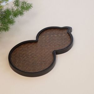 Bamboo Woven Tea Tray Herringbone Pattern Handmade Serving Tray For Tea Set Residential Use - Product Image 3