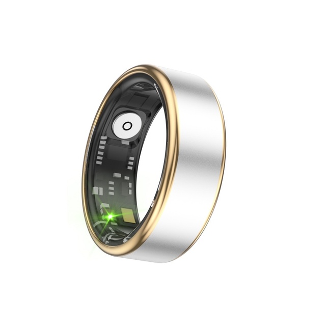 R6 Smart Health Ring 24H Heart Rate Blood Oxygen Sleep Monitor Steel Charging Case App Control IP68 Waterproof for Men Women