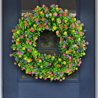 Vente en gros de couronnes de portes artificielles Fleurs décoratives Couronnes de Noël Pâques Printemps pour porte d'entrée Décorations pour la maison