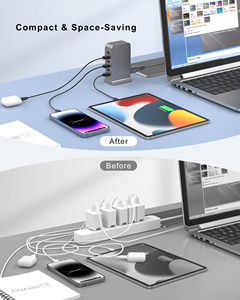 Chargeur de bureau universel 6 ports USB QC3.0 50W Charge rapide Matériel ABS - Product Image 4