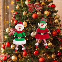 Ensemble d'ornements de Noël fantaisistes en verre circulaire, pendentifs de sapin en forme de poupées elfes masculines et féminines pour la fête de Noël et la décoration de la maison