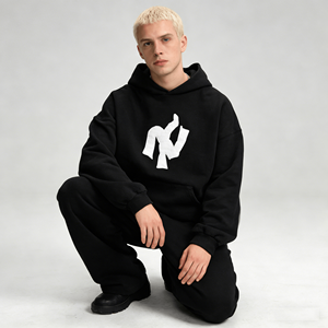 Sudadera con capucha extragrande de algodón y poliéster personalizada DDP, de corte holgado, de forro polar grueso, para hombre - Product Image 1