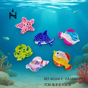 Clip per capelli Ocean Series da 7 cm per bambini e donne, grazioso design a forma di animale marino - Product Image 2