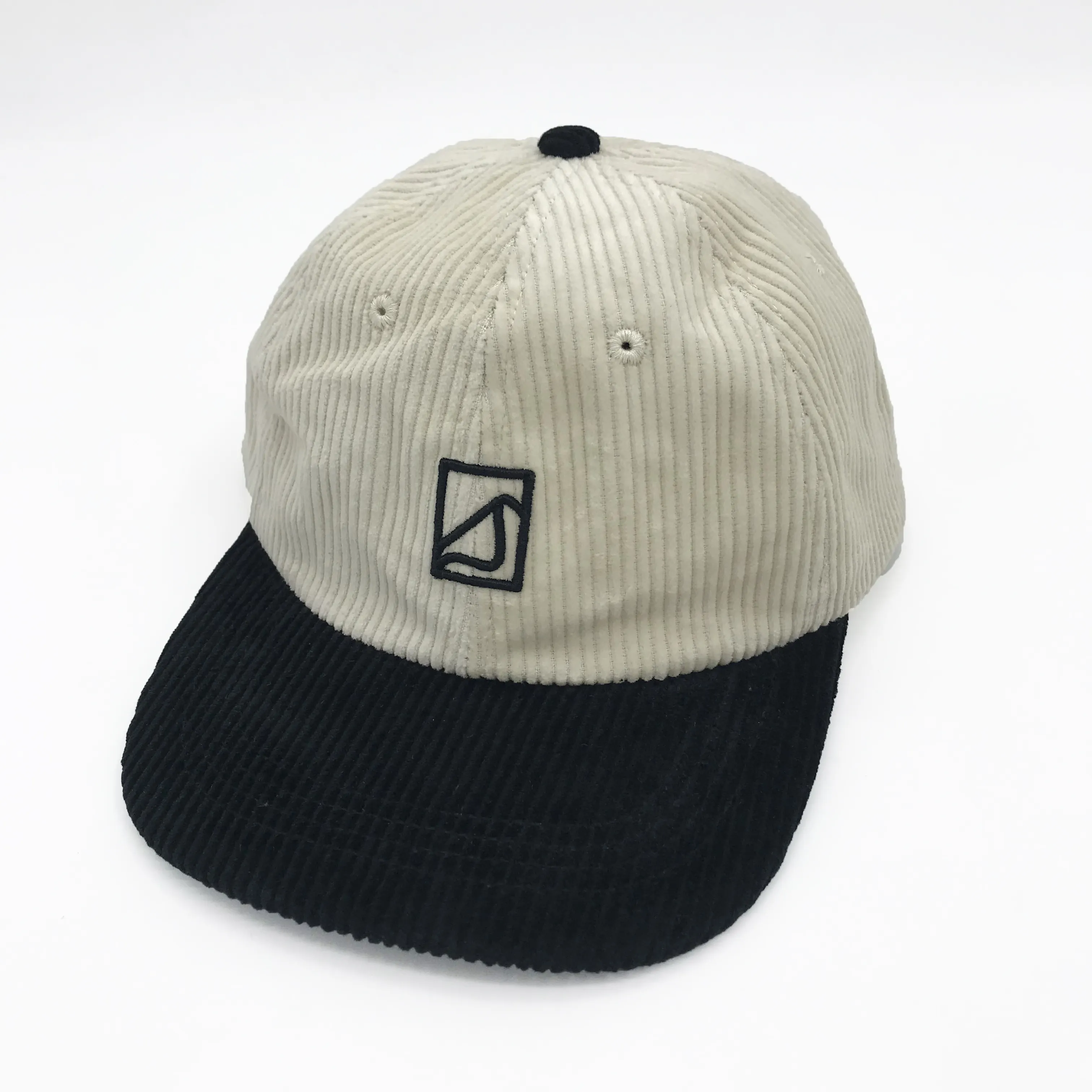 Fascia di velluto a coste non strutturata a basso profilo cappelli da papà ricamo personalizzato Logo fibbia regolabile