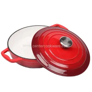 Enamel cast iron cookware shallow casserole dish