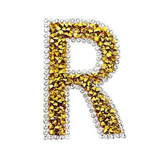 High Quality Iron on /sticker DIY Accessories 6cm Gold Sliver Black Crystal Rhinestone <b>Letter</b> Patches Applique - Product Image 3