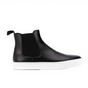 Botas Cortas Estilo Inglés para Hombre, Zapatos Midi con Punta Abierta y Suela Plana, Estilo Coreano, Terciopelo de Lujo, Cuero Genuino, Sin Cordones - Product Image 2