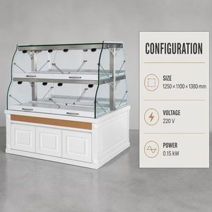 Vitrina Exhibidora de Alimentos Comercial, 220V 150W, de Vidrio, para Panadería, Buffet, Restaurante, Cafetería, Supermercado, Servicio de Alimentos - Product Image 6