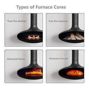 Чёрный настенный круглый декоративный электрический камин с металлическим каркасом для дома и отелей, с английским дисплеем - Product Image 2