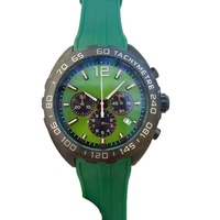 Montre pour homme Thai Teg AG Luxury F1 Series Quartz, chronographe à six aiguilles, affichage à aiguilles, boîtier en acrylique 44 mm, bracelet en caoutchouc coloré, 30 m