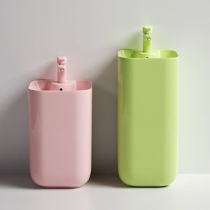 Lavabo Rectangular con Pedestal para Niños, Lavabo <span class=keywords><strong>Exterior</strong></span> de una Pieza, Diseño Moderno y Minimalista, Soporte para Grifo de Dos Orificios - Product Image 1