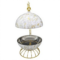Chauffe-Plats Buffet Kuntai de Luxe à Finition Marbre, Forme Globe, 8L, Alimenté au Carburant, Contrôle Manuel de la Température, Chauffage 24h, Noir, 85-100°C