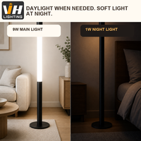 Lampe de sol télescopique moderne en aluminium avec LED COB, lumière blanc chaud, commande tactile, pour hôtel, chambre, bureau