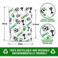Sac d'emballage en plastique pour cadeaux de fêtes d'anniversaire sur le thème du football et événements sportifs, idéal pour ranger des collations, des bonbons, des jouets et des accessoires