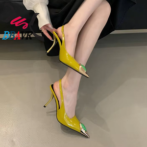 Zapatos de Tacón de Piel Sintética Negra Elegantes para Mujer, para Verano y Exteriores - Product Image 1