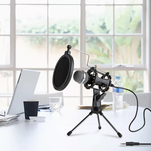 Studio Recording Microphone Wired Desktop Condenser Microphone for Computer Gaming Broadcasting With Tripod Kit