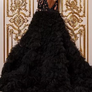 Abiti da sera Sexy scollo a V da donna gonna da ballo lusso elegante maniche lunghe volant <span class=keywords><strong>Tulle</strong></span> taglia personalizzata da donna colorata - Product Image 3