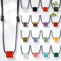 Pendentif cylindrique en pierre de cristal naturelle, collier de perles de pierres précieuses avec cordon pour la fabrication de bijoux, cadeau
