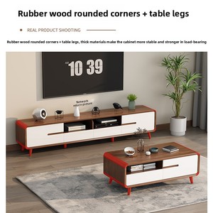 Modern Nordic Style Solid Wood Frame Multifunctional TV Stand <b>Storage</b> Drawers Living Room Coffee <b>Table</b> Media <b>Console</b> Cabinet - Product Image 3