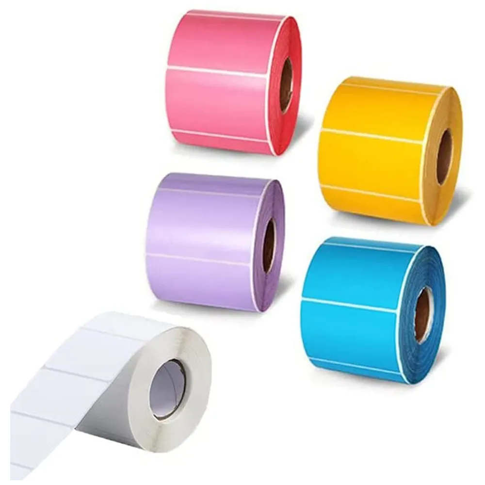무료 샘플 도매 다채로운 자체 접착 직접 열 종이 라벨 롤 방수 OEM 접착 스티커 배송 라벨