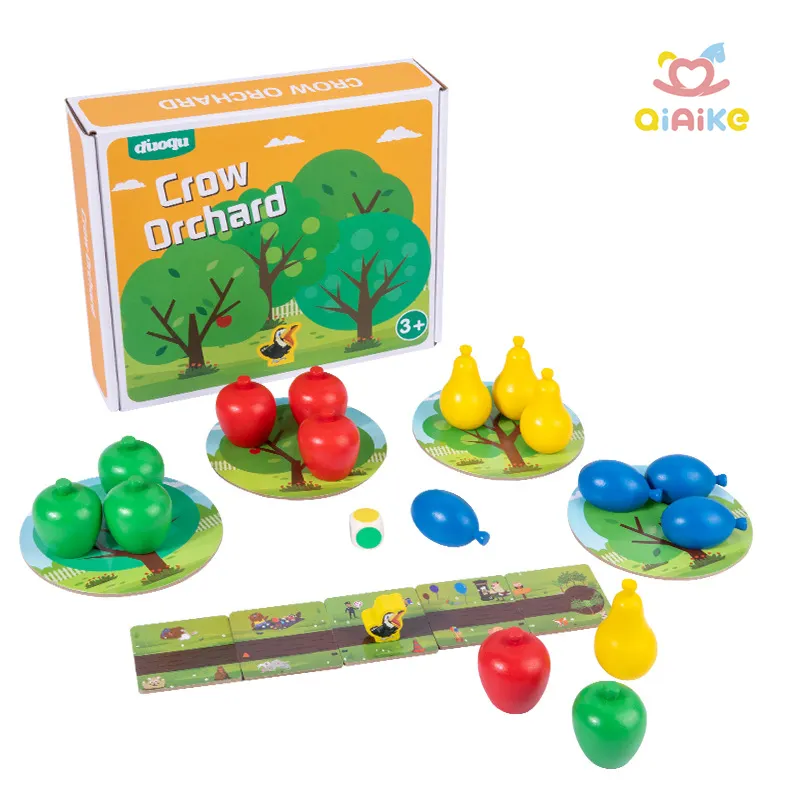 Crow orchard game boys and girls play house parent child interaction protect fruit board games wooden children educational toys