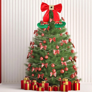 Decoración Navideña, Divertidos Adornos Colgantes de Patas de Duende Rojas con Lazo para Decoración de Ventanas Navideñas - Product Image 3
