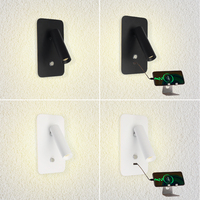 Led lampu baca samping tempat tidur hotel lampu dinding Nordik sederhana kamar tidur tamu belajar persegi panjang kontrol sentuh lampu dinding berputar port USB