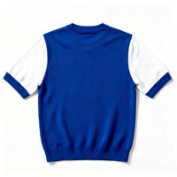 Vente en gros de vêtements en tricot pour hommes, nouveau pull décontracté, sweat-shirt à manches courtes personnalisé bleu et blanc pour hommes