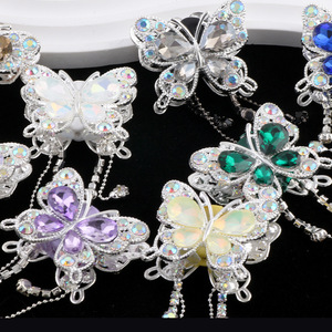 Cuentas creativas de diamantes de imitación con purpurina, abalorios de pluma con borlas de mariposa, cuentas sueltas para accesorios <span class=keywords><strong>DIY</strong></span>, componentes de hallazgos de joyería - Product Image 1