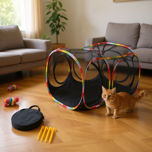 Tente de jeu portable pour chat avec tunnel, enclos en tissu pour chats, lapins, petits animaux, parc de jeu intérieur/extérieur avec sac de transport - Product Image 2