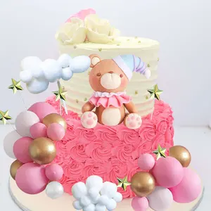 Pink bear cake topper balls decorazione per torta con star cloud cake topper per baby shower decorazione per feste di compleanno