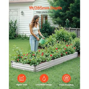 Jardinera Elevada de Metal Galvanizado Plateada para Exteriores, 12x4x1 Pies, Modelo D0100X32WQ6 - Product Image 3